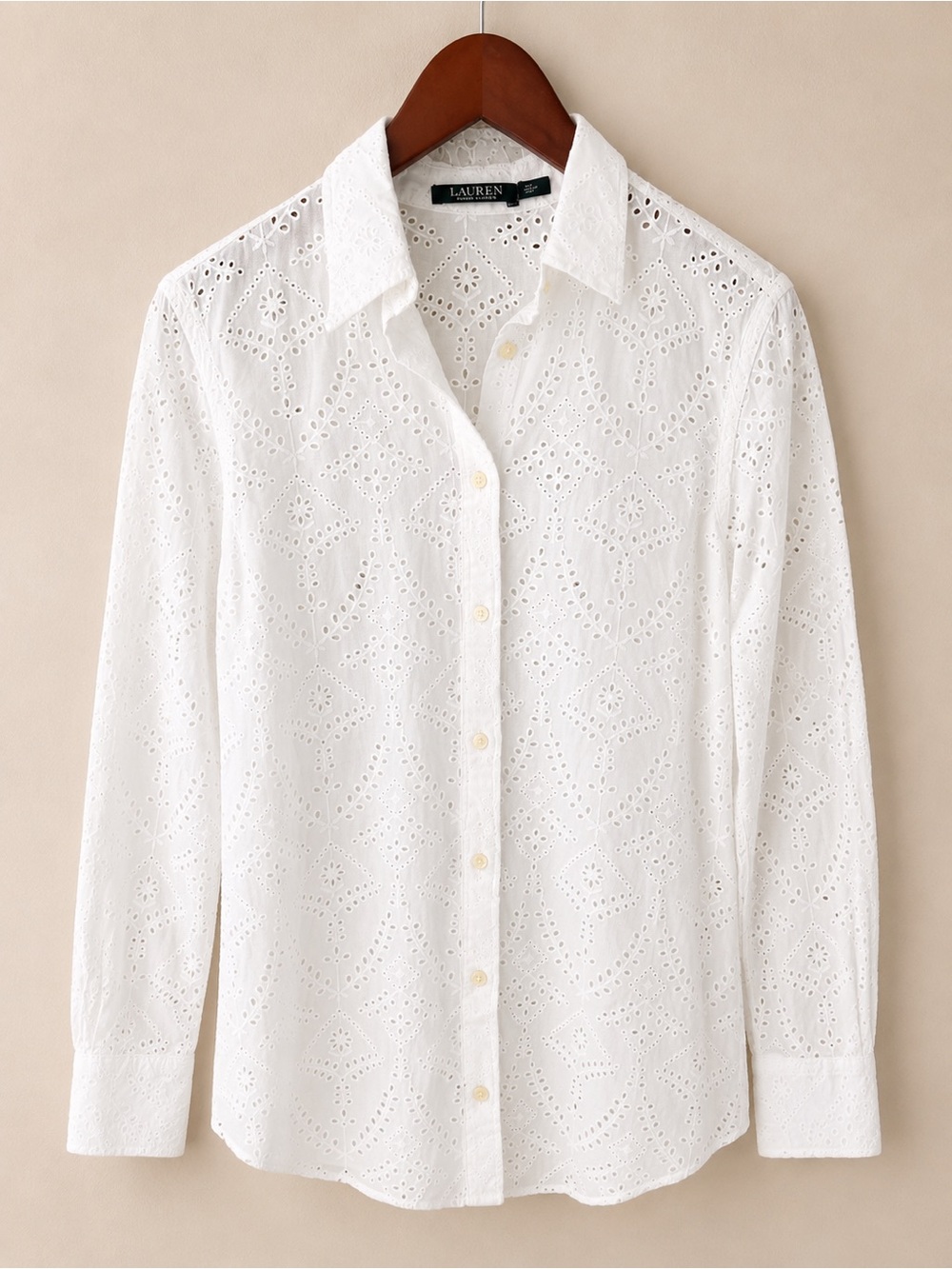 Lauren Ralph Lauren White Eyelet Shirt | 100% Cotton | Embroidered Size Small - Picture 2 of 7